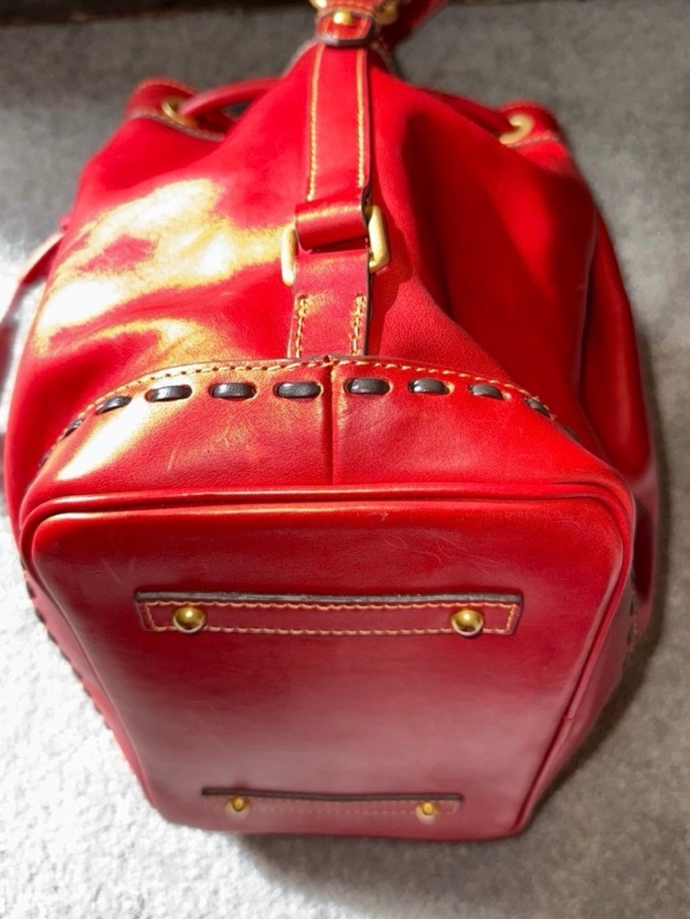 Dooney & Bourke Florentine Drawstring Bag in Red - Picture 7 of 12